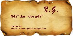 Néder Gergő névjegykártya